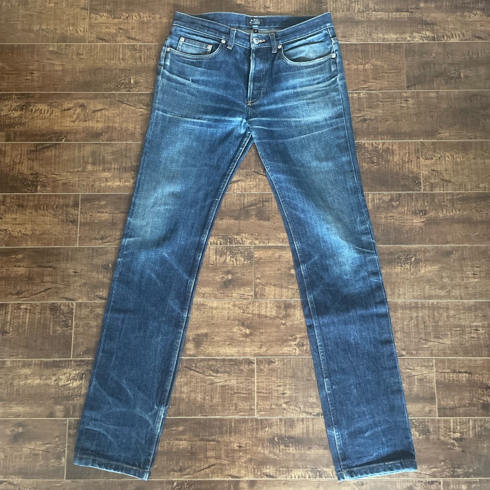 A.P.C. Blue Slim Jeans with Distressed Detailing